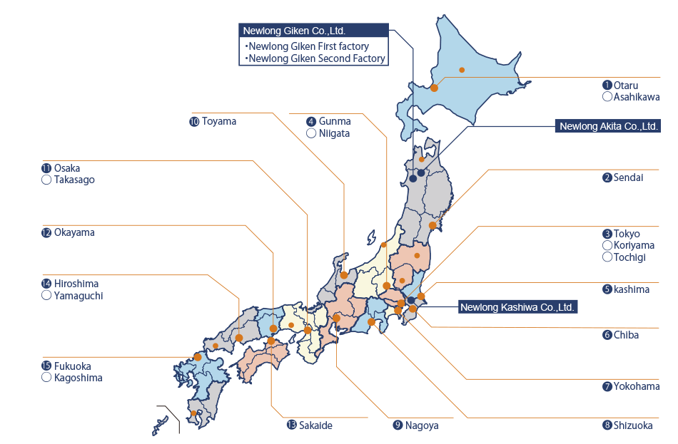 Japan map of newlong